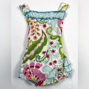 MUSTARD PIE Baby Girls Ruffle‎ Romper 18M Paisley Floral Boho Cottagecore Whimsy